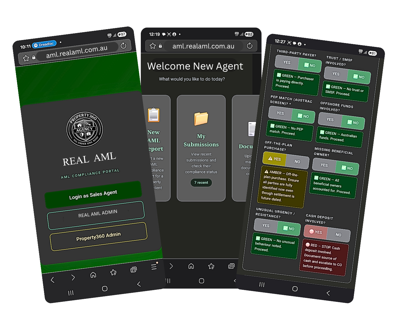 REAL AML App — Agent, CO and Risk Assessment Portals
